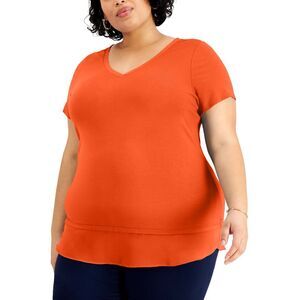 JM Collection Plus Size Layered Hem Top